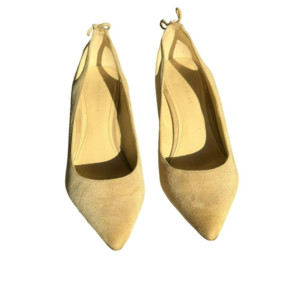 Marc Fisher Classic Suede Pointed Toe Fringe Tie Back Pumps Women's Size 8.5